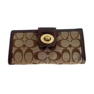 Coach Vintage Y2K Hampton Signature Print Canvas Jacquard Large Bifold Wallet